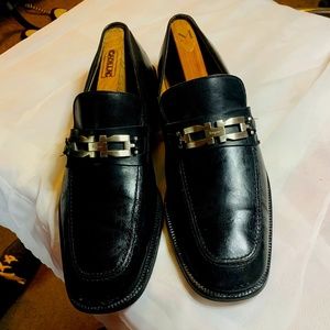 Salvatore Ferragamo black mens size 12 silver buck